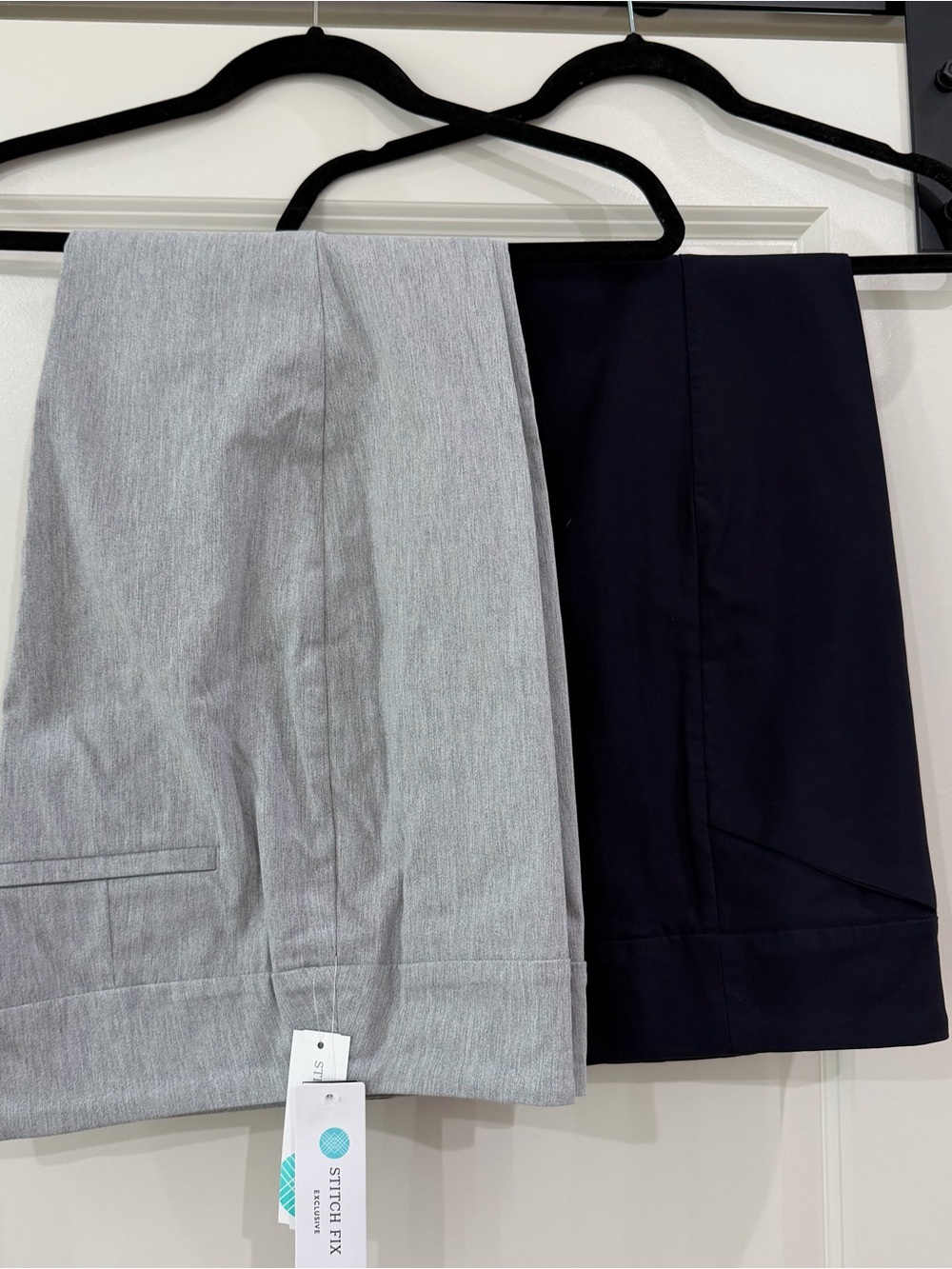 2 Pairs Tribal Ankle & Cropped Pants — Light Gray and Navy